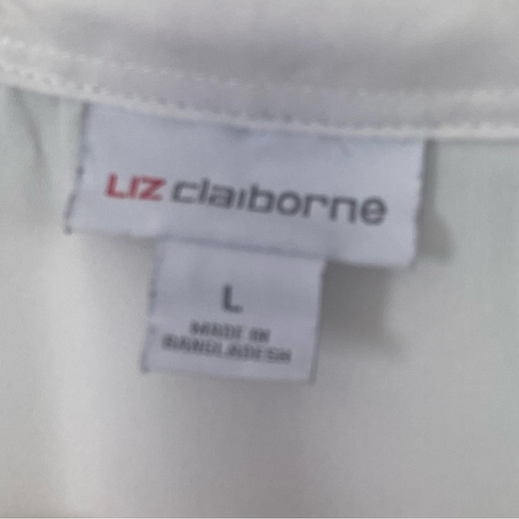 Liz Claiborne Women’s Sleeveless White Blouse With Black Trim Size L - Picture 3 of 3